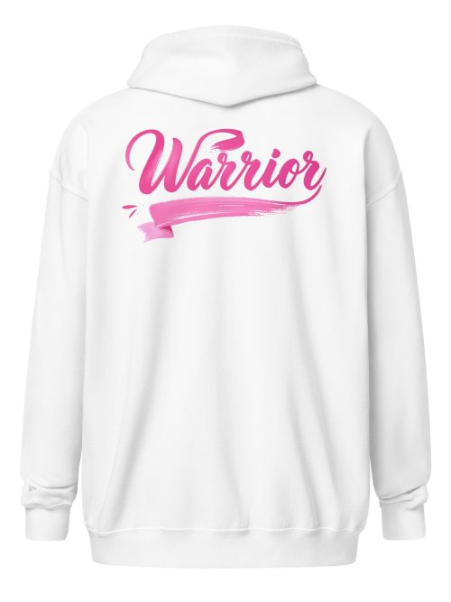 “Warrior” Breast Cancer Awareness (Back Logo) Unisex heavy blend zip hoodie