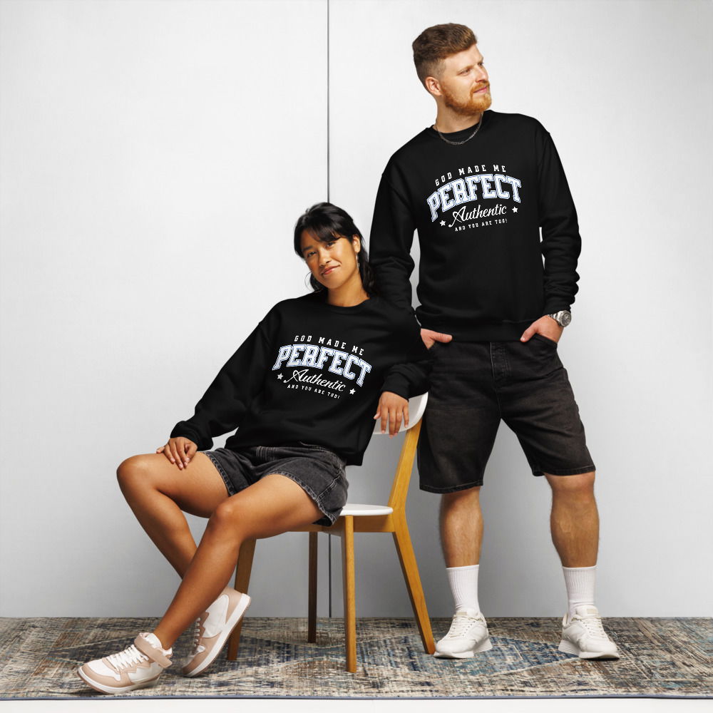 "God Made Me Perfect" Crew Neck Sweatshirt | Good Day Good Health